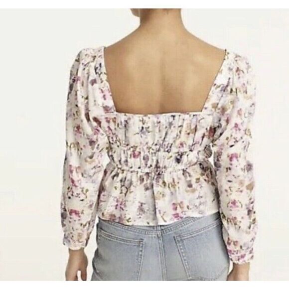 J CREW x Flora Obscura Womens Cinched Waist Top NEW Kaleidoscope Floral Sz 0 - Picture 2 of 12